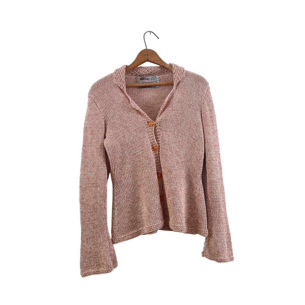 Vintage Robin Richman Cardigan Sweater Pink Cotton Blend Small
